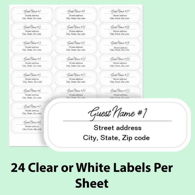 Pegatina 24 Guest Names Clear Return Address Custom Labels (Subido por el creador)
