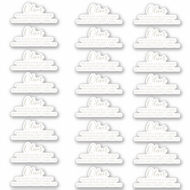 Pegatina 24 x Dirección de devolución Clásica Firma ORO Bla (Anverso)