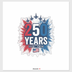 Pegatina 250 Años Aniversario Jets Patrióticos Diseño Vecto
