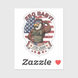 Pegatina ¡250 Bebé! Águila Patriótica Americana Flex 1776-2