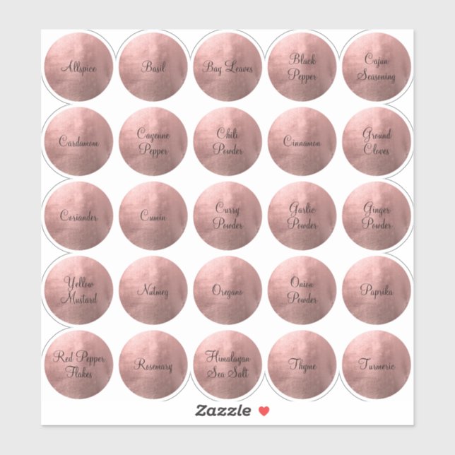 Pegatina 25 Círculo de especias negro y oro rosa (Hoja)