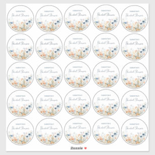 Pegatina 25 Dusty Blue Aquarela Flores Silvestres Despedida