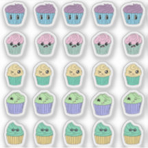25 Hoja de Stickers de Cupcakes Kawaii Adorables