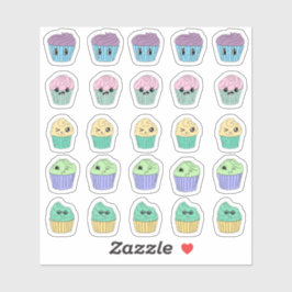Pegatina 25 Hoja de Stickers de Cupcakes Kawaii Adorables