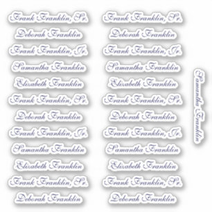 Pegatina 25 nombres de invitados Caligrafía inglesa elegant
