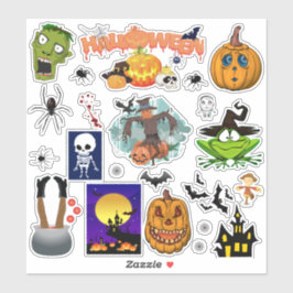 Pegatina 26 Set Mixto de Halloween Araña Zombie Bruja