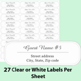 Pegatina 27 Custom Clear or White Wedding Guest Address 