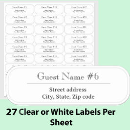 Pegatina 27 Custom Clear or White Wedding Guest Address 