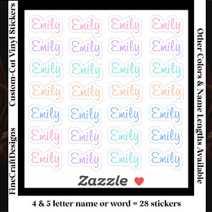 Pegatina 28 Personalizadas Modernas Letras 4/5 Nombre Palab