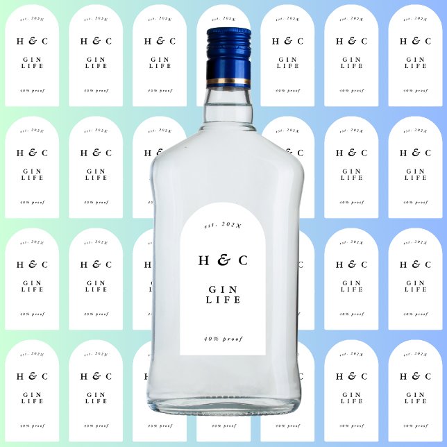 Pegatina 28 x Frasco blanco negro moderno Gin Arco de vino  (Subido por el creador)