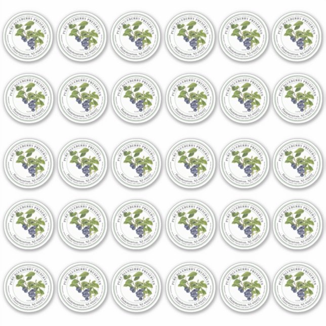 Pegatina 2 pulgadas Regular Mason Jar Lid Vinyl Blueberry J (Anverso)