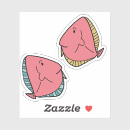 Pegatina 2 Rosa con aletas verdes Verde con aletas amarilla