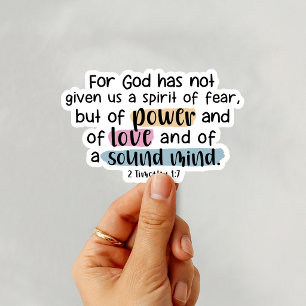 Pegatina 2 Timoteo 1:7 Poder, Amor, Mente Sana