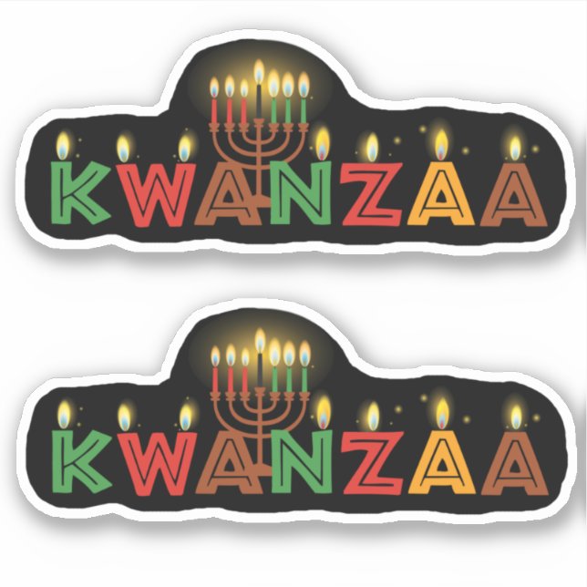 Pegatina 2 x Kwanzaa Corte de siete velas en besos (Anverso)