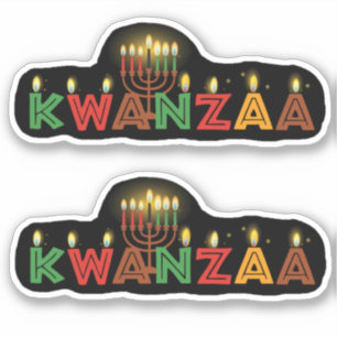 Pegatina 2 x Kwanzaa Siete Velas  Kiss Cut 