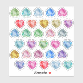 Pegatina 30 Acuarela Corazón Gemstone Colorido Scrapbooking