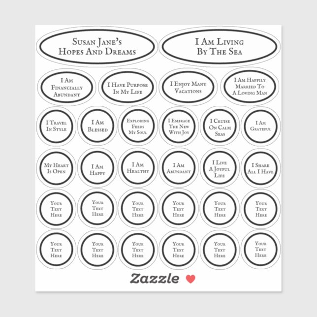 Pegatina 30 Afirmaciones Por Amor Y Abundancia Blanco (Hoja)