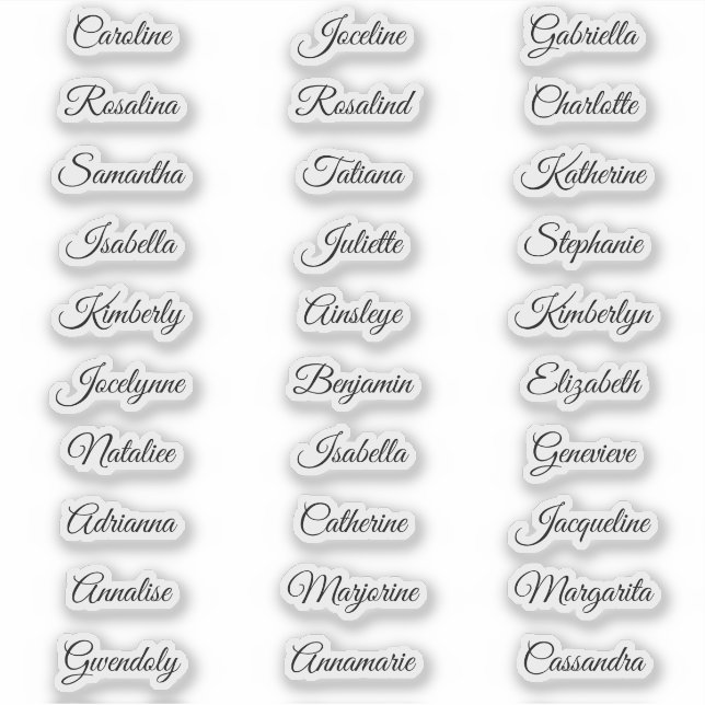 Pegatina 30 Apellidos invitados Caligrafía Guión elegante (Anverso)