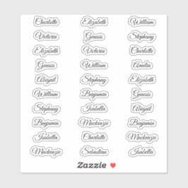 Pegatina 30 Apellidos invitados Caligrafía Guión elegante