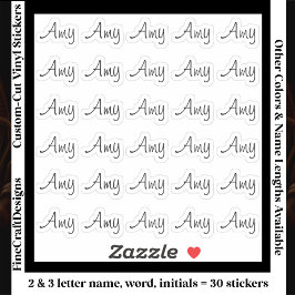 Pegatina 30 Custom Modern Short Name Word Initials Black