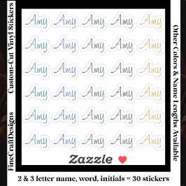 Pegatina 30 Custom Modern Short Name Word Initials Neutral 