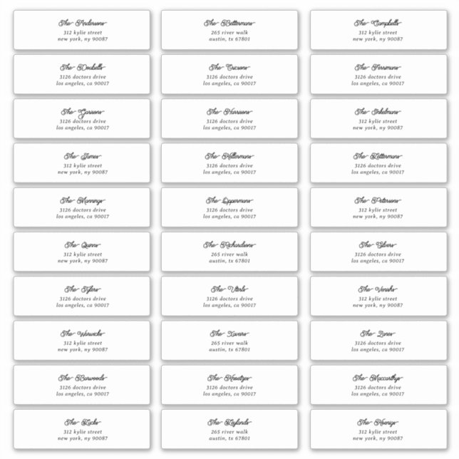 Pegatina 30 dirección de sobres de invitado de escritura ne (Anverso)