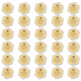 Pegatina 30 miel amarilla impermeable con forma de hexágono