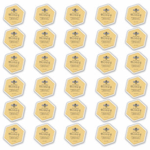 Pegatina 30 miel amarilla impermeable con forma de hexágono