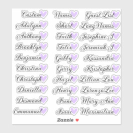 Pegatina 30 Nombres Lista de Invitados Personalizada Caligr