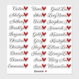Pegatina 30 Nombres Personalizado Lista de invitados caligr
