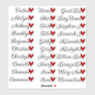 Pegatina 30 Nombres Personalizado Lista de invitados caligr