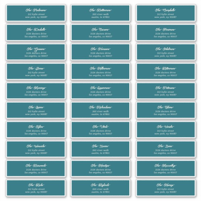 Pegatina 30 Sobres de invitado azules crema individuales co (Anverso)