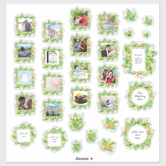 Pegatina 30 x BODA Journal Planner Tropical Photo Text (Hoja)