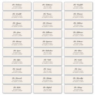 Pegatina 30 x dirección de sobres de invitado negro crema i