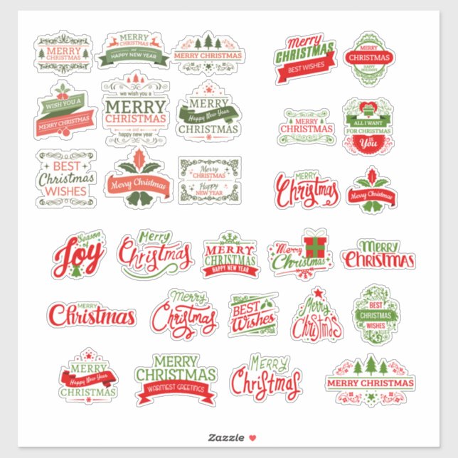 Pegatina 30 x Vintage Christmas Red Green Scarapbooking (Hoja)