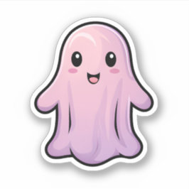 Pegatina 31 de octubre Espeluznante Fantasma Rosa De Hallow