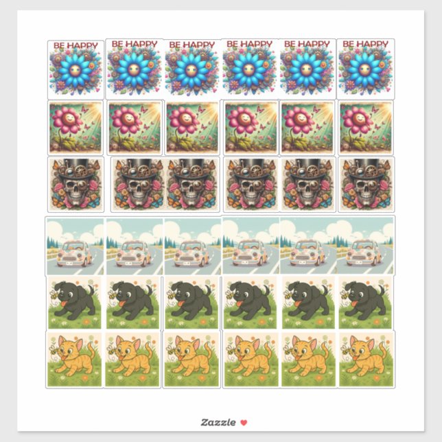 Pegatina 36 Assorted stickers steampunk and animals (Hoja)