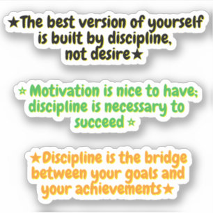 Pegatina 3 Citas de Disciplina Sobre Motivación   Stickers 