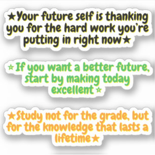 Pegatina 3 citas motivadoras para estudiantes Inspiradora
