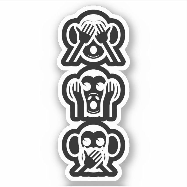 Pegatina 3 Emoji de monos sabios (Anverso)