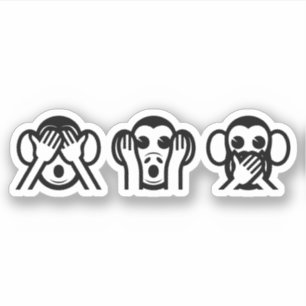 Pegatina 3 Emoji de monos sabios