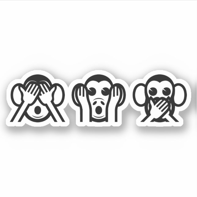 Pegatina 3 Emoji de monos sabios (Anverso)