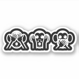 Pegatina 3 Emoji de monos sabios