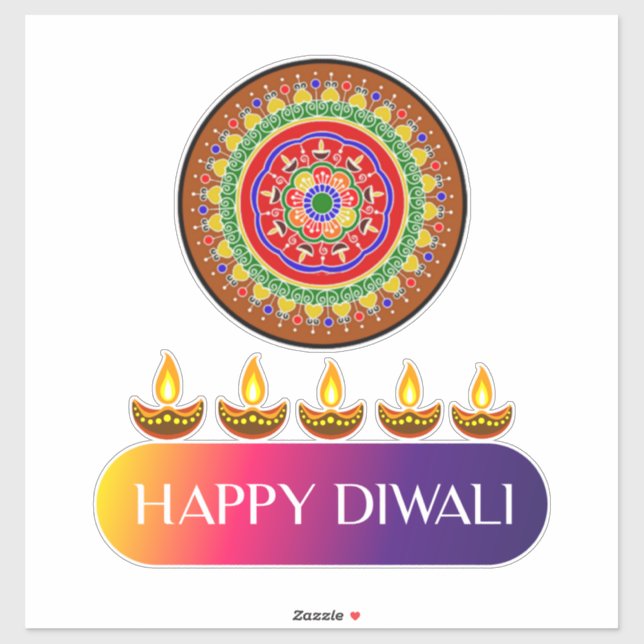 Pegatina #3. Feliz Diwali el festival de las luces de la In (Hoja)