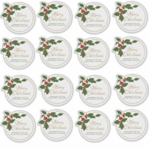Pegatina 3" Feliz Navidad Holly & Berry Food Gift Tin