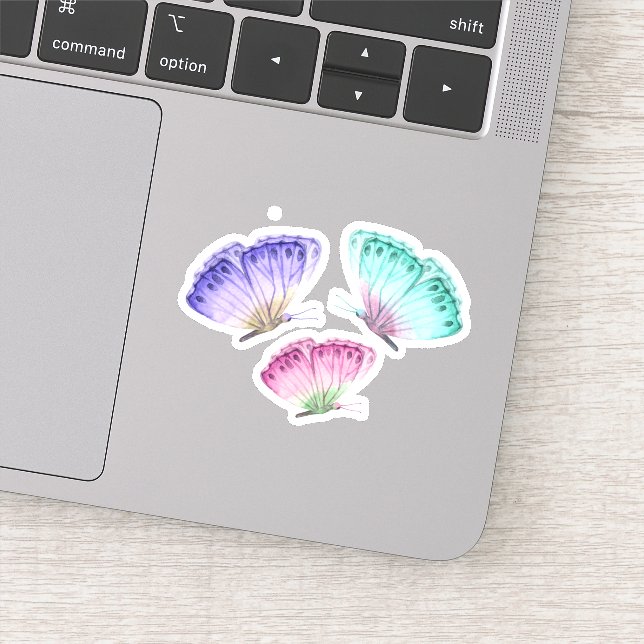 Pegatina 3 hermosas mariposas acuarela pastel (Detalle)