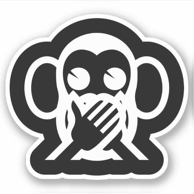 Pegatina 3 Monos Sabios Iwazaru 言 わ ざ る No Hablar Emoji Mal (Anverso)
