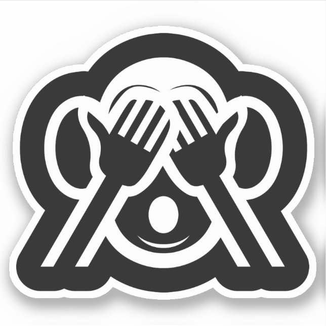Pegatina 3 Monos Sabios Mizaru 見 ざ る Vean NINGUNA Emoji Mal (Anverso)