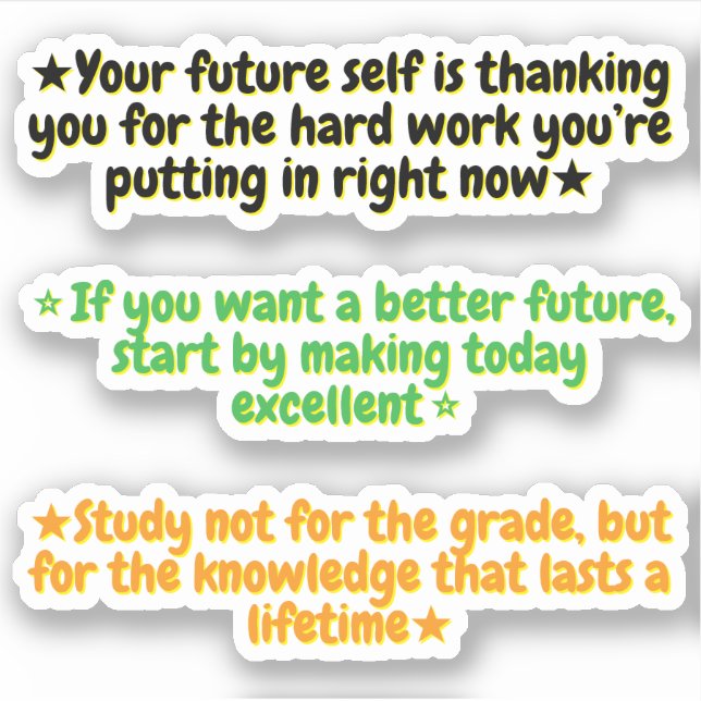 Pegatina 3 Motivational Quotes for Student | Inspirational  (Anverso)