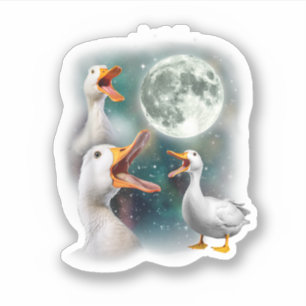 Pegatina 3 Patos Aúllan a la Luna Divertido Extraño Maldito